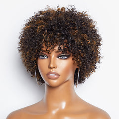 Ready to Go Blonde Highlights Afro Curls Light Weight Glueless Short Wig - US Only
