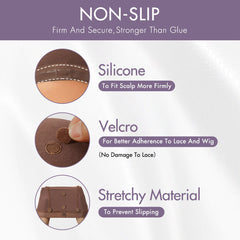 2pcs LUVME Reusable Non-Slip Wig Cap, Wig Gripper for Keeping Wigs Lace Front in Place