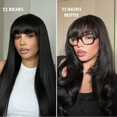 Exclusive Sale | Breathable Cap Yaki Straight Ultra Natural Minimalist Lace Long Wig with Bangs