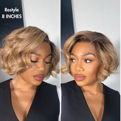 Ash Blonde Ombre Blunt Cut Bob Glueless Minimalist HD Lace Short Bob Wig Ready to Go Pre-Cut Lace
