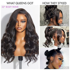 Luvme Hair Full Lace Classy Natural Black Body WaveFree Parting Half Up Half Down Wig Invisi Drawstring Cap Pre-cut Lace