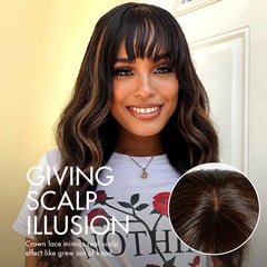 VIP DAY ONLY |18 Inches True Scalp Blonde Highlight Loose Wave Glueless Minimalist Lace Wig with Bangs - US Only