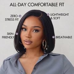 AiryFit™ Scalp Care Wigs | Silky Blunt Cut Bob Snugfit Glueless Minimalist HD Lace Short Wig Pre-Cut Lace - US Only