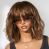 Special Deal | Ash Blonde Highlights Yaki Blunt Cut Bob Wig with Bangs Glueless Minimalist Lace Short Wig Breathable Cap