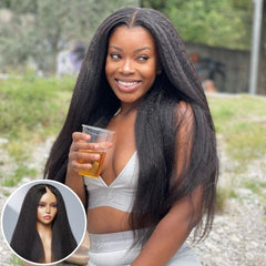 Exclusive Sale | Protective V Part Glueless Long Wig 100% Human Hair (Kinky Straight / Body Wave / Jerry Curly)