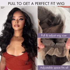 Luvme Hair Full Lace Classy Natural Black Body WaveFree Parting Half Up Half Down Wig Invisi Drawstring Cap Pre-cut Lace