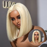 Easily Redyed 613 Blonde Blunt Cut Bob Wig Glueless Deep Middle Part 2x6 HD Lace Wig Pre-Cut Lace