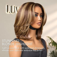 Weekly Special | Blonde Highlight Short Layered Bob Wig Glueless 5x5 Closure Pre-Cut Lace Wig All Head Sizes Fit Cap