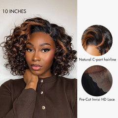Weekly Special | Effortless Elegance Brown Highlight / Natural Black Bouncy Curly Wig Minimalist HD Lace Glueless Wig Pre-Cut Lace