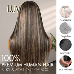 PreMax Wigs - Blonde Highlight Silky Straight 13x4 Frontal Lace Glueless Long Wig Pre-Cut Lace