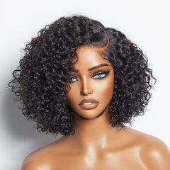 Exclusive Sale | Trendy Short Cut Curly Minimalist HD Lace Glueless Side Part Wig 100% Human Hair
