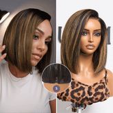Luvme All-Day Comfort™ Wig Brown Highlight Blunt Cut Bob Glueless Minimalist HD Lace Wig Pre-Cut Lace