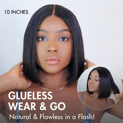 New Customers Only | PreMax Wigs | Silky Blunt Cut Glueless 2x6 / 5x5 Closure Lace Shoulder Length Bob Wig Pre Plucked & Bleached