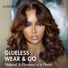 Luvme Hair 180% Density Elegant Brown Ombre Loose Wave Minimalist HD Lace Glueless Wig Pre-Cut Lace - US Only