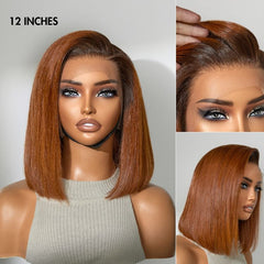 Ginger Ombre 13x4 Lace Front Glueless Blunt Cut Bob Human Hair Wig