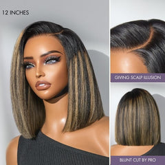 Luvme All-Day Comfort™ Wig Blonde Highlight Blunt Cut Bob Glueless Minimalist HD Lace Short Bob Wig Pre-Cut Lace