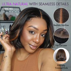 Limited Design | Blonde Highlights Glueless 5x5 Closure HD Lace Stacked Bob Wig | Large & Small Cap Size