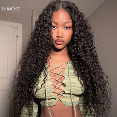 Tiktok Exclusive | PreMax 180% / 250% Density Water Wave Glueless Flexi-Fit Drawstring 13x4 Frontal Lace Fluffy Curly Wig Pre-Cut Lace