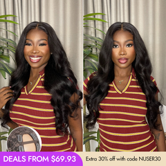 New Customers Only | Body Wave / Straight / Kinky / Deep Wave Human Hair U Part Wig