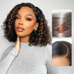 Weekly Special | Blonde Highlight Short Curly Glueless Minimalist HD Lace Human Hair Wig