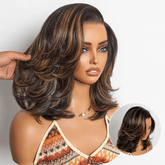 Weekly Special | Brown Highlight Layered Haircut Wavy Glueless Minimalist HD Lace Wig Pre-Cut Lace