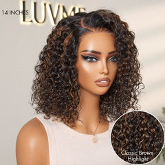 Wet and Wavy Brown Highlight Glueless 5x5 Closure Pre-Cut Lace Water Wave Wig