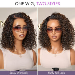 VIP ONLY | Wet and Wavy Brown Highlight Glueless 5x5 Closure Pre-Cut Lace Water Wave Wig