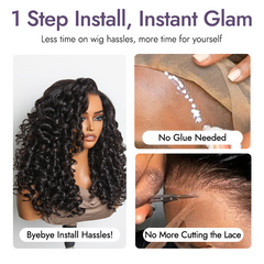 New Customers Only | 180% Density Bouncy Curls Glueless 5x5 Closure Pre-Cut Lace Layered Curly Wig Breathable Cap - US Only