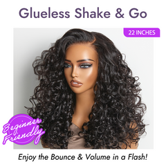 New Customers Only | 180% Density Bouncy Curls Glueless 5x5 Closure Pre-Cut Lace Layered Curly Wig Breathable Cap - US Only
