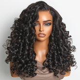 New Customers Only | 180% Density Bouncy Curls Glueless 5x5 Closure Pre-Cut Lace Layered Curly Wig Breathable Cap - US Only