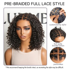 BOGO | Readitress™ Boho Braids Deep Curly Glueless 5x5 Closure Lace with Braided Top Human Hair Wig Pre-Cut Lace - US Only