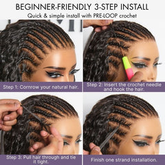 Readitress™ Pre-Separated Feather Crochet Human Hair Extensions Silky Straight Protective Style with Free Gifts