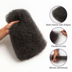 Readitress™ Afro Kinky Bulk Human hair for Dreadlock Extensions,Repair Locs, Twists and Braids
