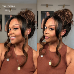 NatureMAX™ 200% Density Ombre Brown Loose Wave Glueless 13x6 HD Lace Front Wig Human Hair Pre-Cut Lace Flexi-Fit Drawstring Cap