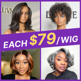 $79 Each | Final Deal 6 inches to 10 inches | Short Wig | 4 Styles Available Only 50 Left | No Code Needed | US ONLY