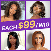 $99 Each | Final Deal 8 inches to 12 inches | Short Wig | 4 Styles Available Only 50 Left | No Code Needed | US ONLY
