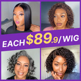$89 Each | Final Deal 8 inches to 10 inches | Short Wig | Lace Wig | 4 Styles Available Only 50 Left | No Code Needed | US ONLY