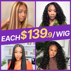$139 Each | Final Deal 18 inches to 22 inches | Short Wig | Lace Wig | 4 Styles Available Only 50 Left | No Code Needed | US ONLY