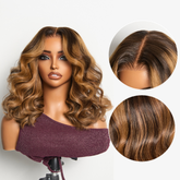 VIP ONLY | Sun-Kissed Warm Tone Brown with Blonde Highlights 180% Density Loose Wave Glueless 5x5 Closure Lace Wig Pre-Cut Lace