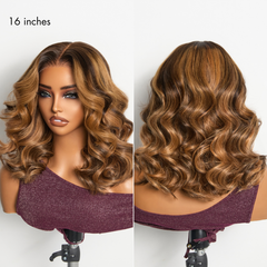 VIP ONLY | Sun-Kissed Warm Tone Brown with Blonde Highlights 180% Density Loose Wave Glueless 5x5 Closure Lace Wig Pre-Cut Lace