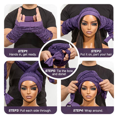 1PC Satin Wrap Bonnet for Long Hair, Frizz-Free Sleep & Effortless Waves by Morning