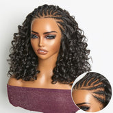 Readitress™ Chic & Voluminous 180% Density Pre-Braided Bouncy Curly Glueless Ear-to-ear 13x4 Frontal Lace Wig
