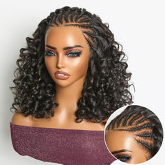 Readitress™ Chic & Voluminous 180% Density Pre-Braided Bouncy Curly Glueless Ear-to-ear 13x4 Frontal Lace Wig