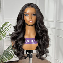 Outlet | Natural Black Body Wave 7x6 Lace Wig Pre-cut Lace 100% Human Hair Breathable Cap