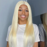Blonde #613 Silky Straight 5x5 Closure Lace Glueless Mid Part Wig 100% Human Hair - US Only