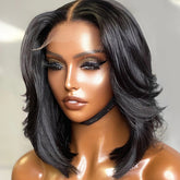 Natural Black Handcraft Layered 5x5 Closure HD Lace Glueless Short Wig | Large & Small Cap Size