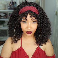 Throw On & Go Deep Wave No Lace Glueless Long Headband Wig 100% Human Hair - US Only