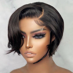 Mature Boss Style Affordable 5x5 Closure Lace Short Pixie Cut Wig 100% Human Hair - US ONLY