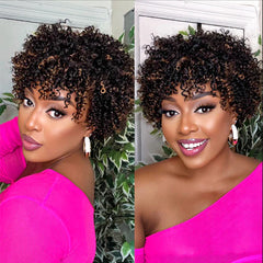 Ready to Go Blonde Highlights Afro Curls Light Weight Glueless Short Wig - US Only
