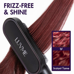 US Only | Hair Straightener Comb with US Plug, Built-in Ceramic Heating Plate, 20s Fast Heating & 5 Temp Settings & Anti-Scald for Professional Salon at Home | Add-on Item